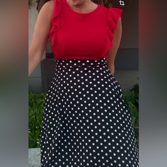 Red and Black Polka Dot Kids Dress - Picture 7 of 8